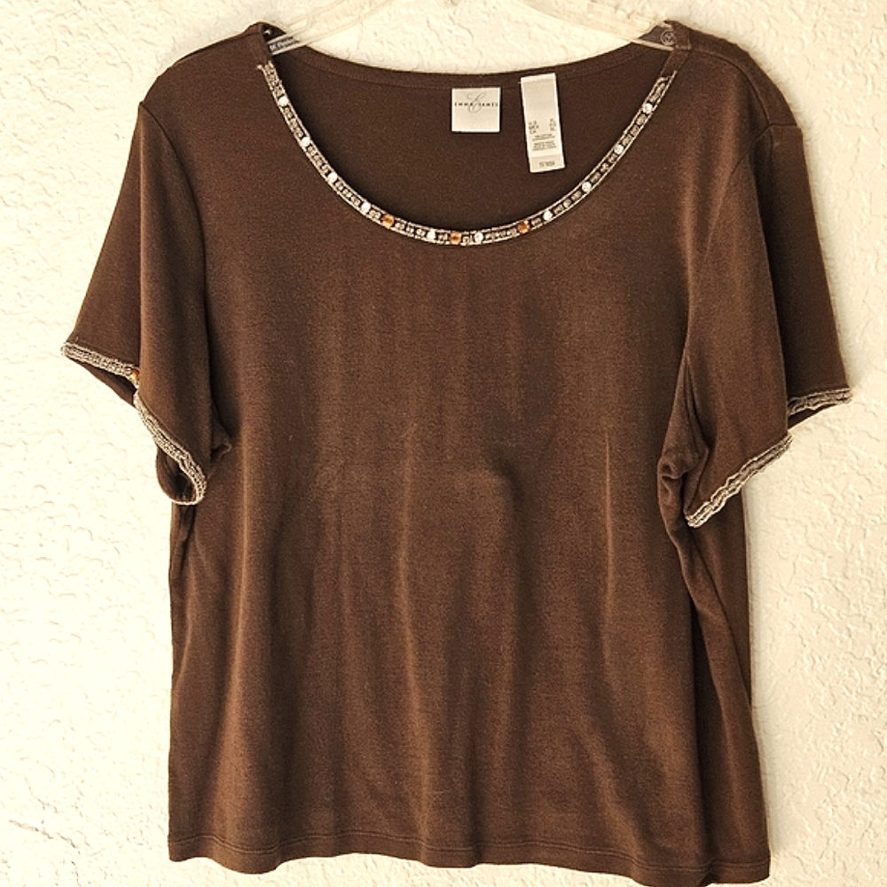 "Emma James" Beeded brown top